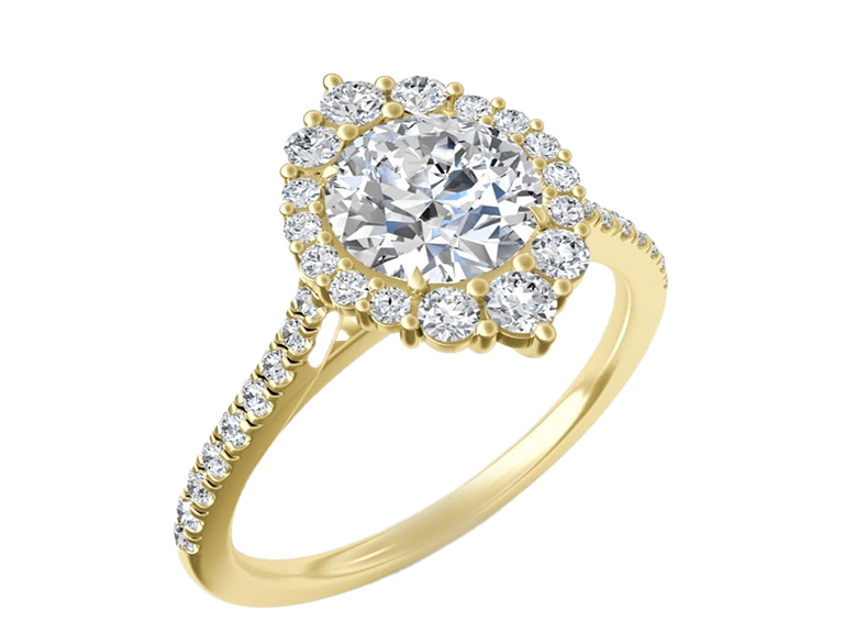 Gold engagement ring with diamonds